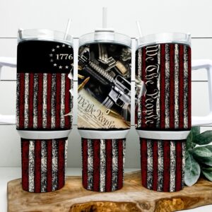 Patriotic American Flag We The People Custom Stanley Quencher 40oz Stainless Steel Tumbler With Handle