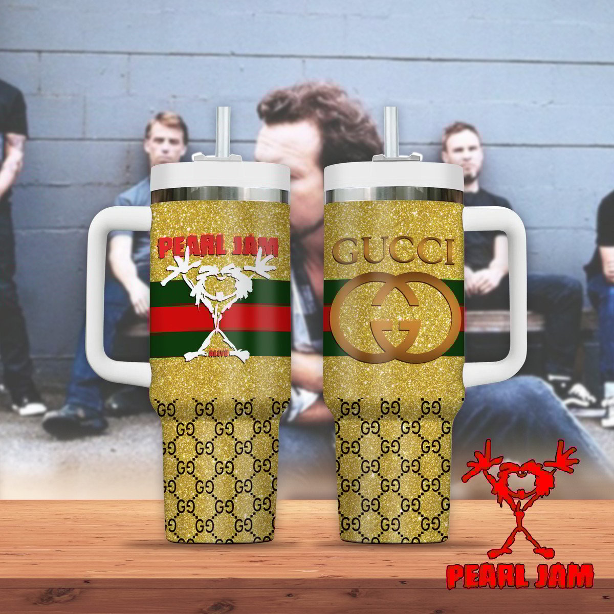 Pearl Jam Music Custom Stanley Quencher 40oz Stainless Steel Tumbler With Handle
