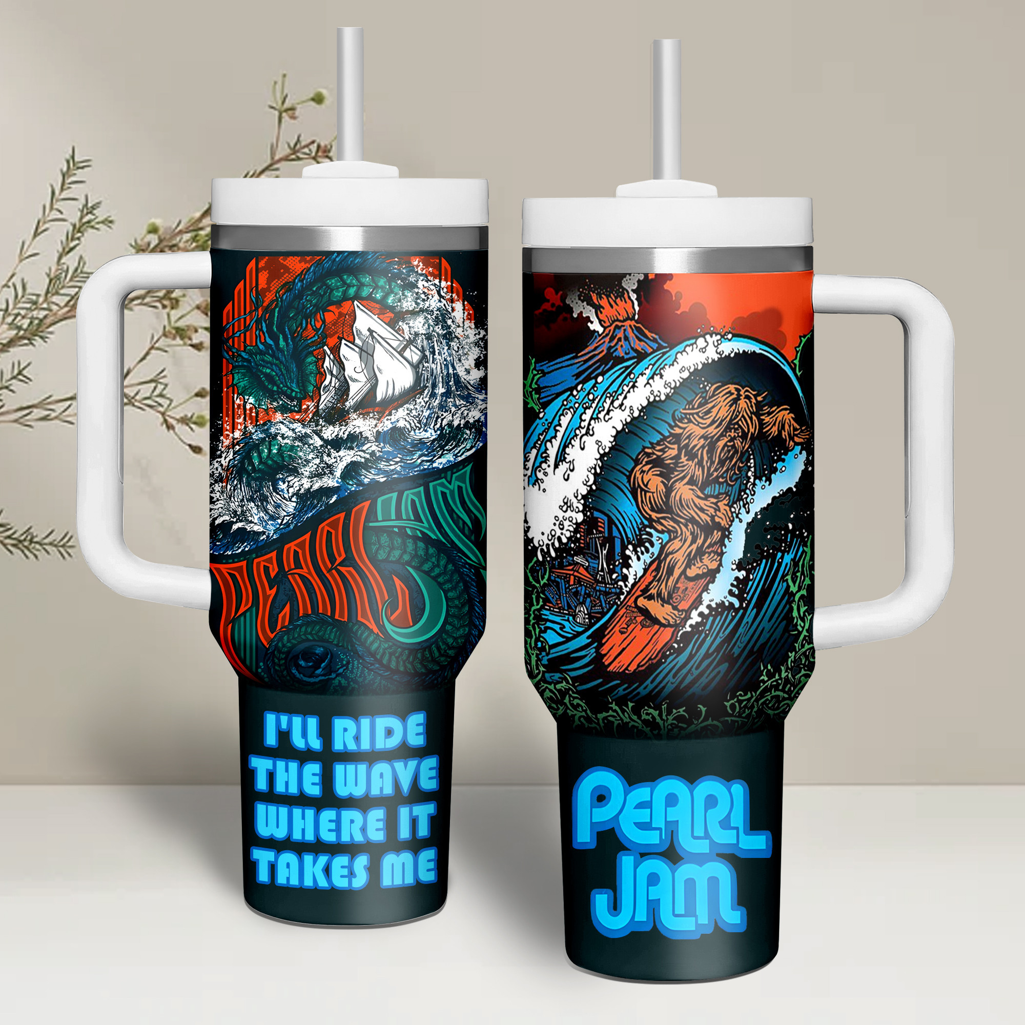 Pearl Jam Music Custom Stanley Quencher 40oz Stainless Steel Tumbler With Handle