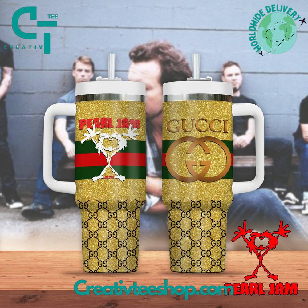 Pearl Jam x Gucci Music Custom Stanley Quencher 40oz Stainless Steel Tumbler With Handle