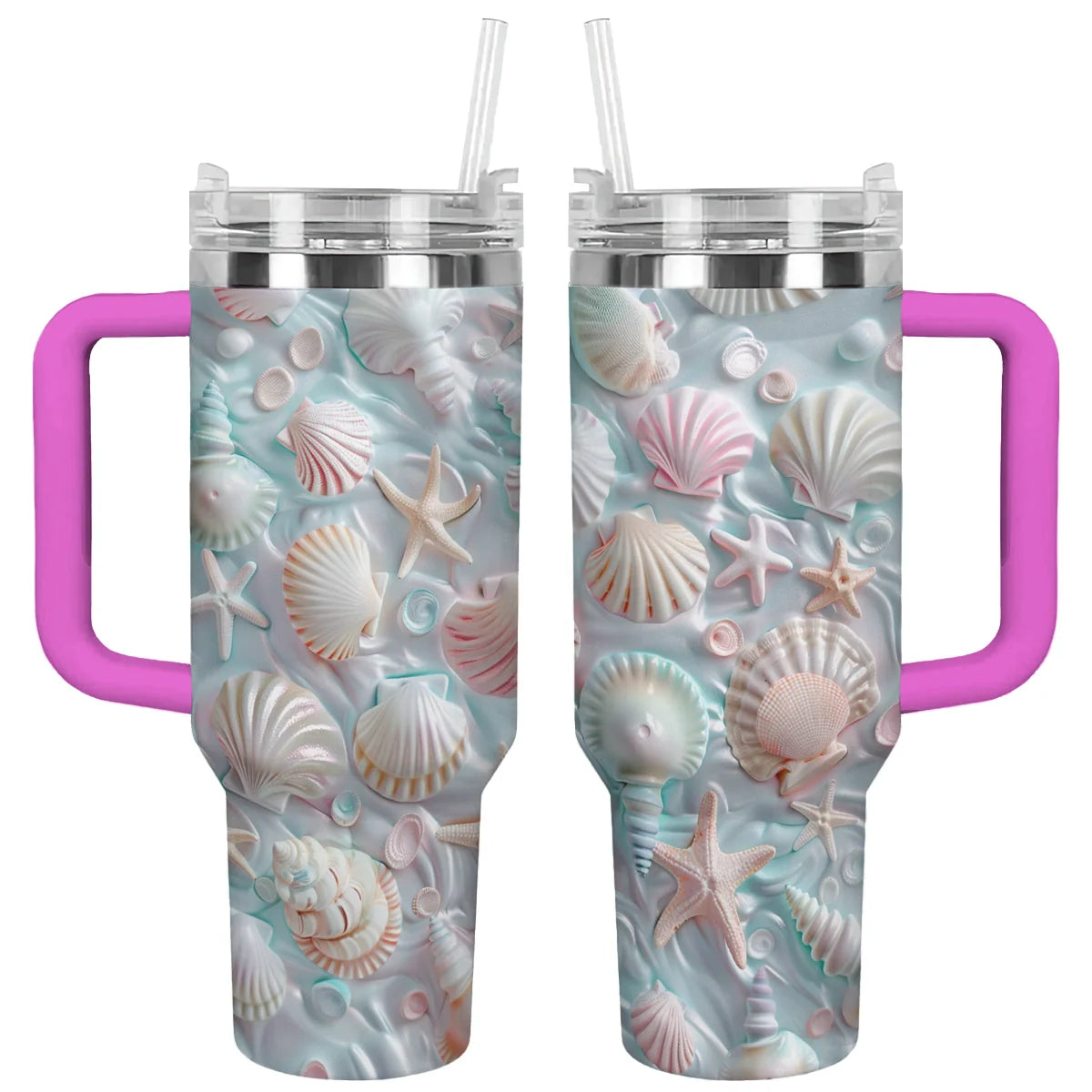 Pearl Shell Custom Stanley Quencher 40oz Stainless Steel Tumbler With Handle