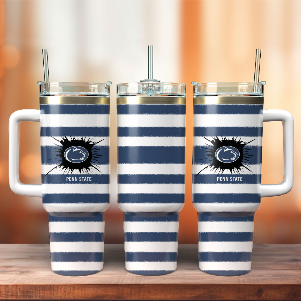 Penn State Nittany Lions Football NCAA Sport Custom Stanley Quencher 40oz Stainless Steel Tumbler With Handle