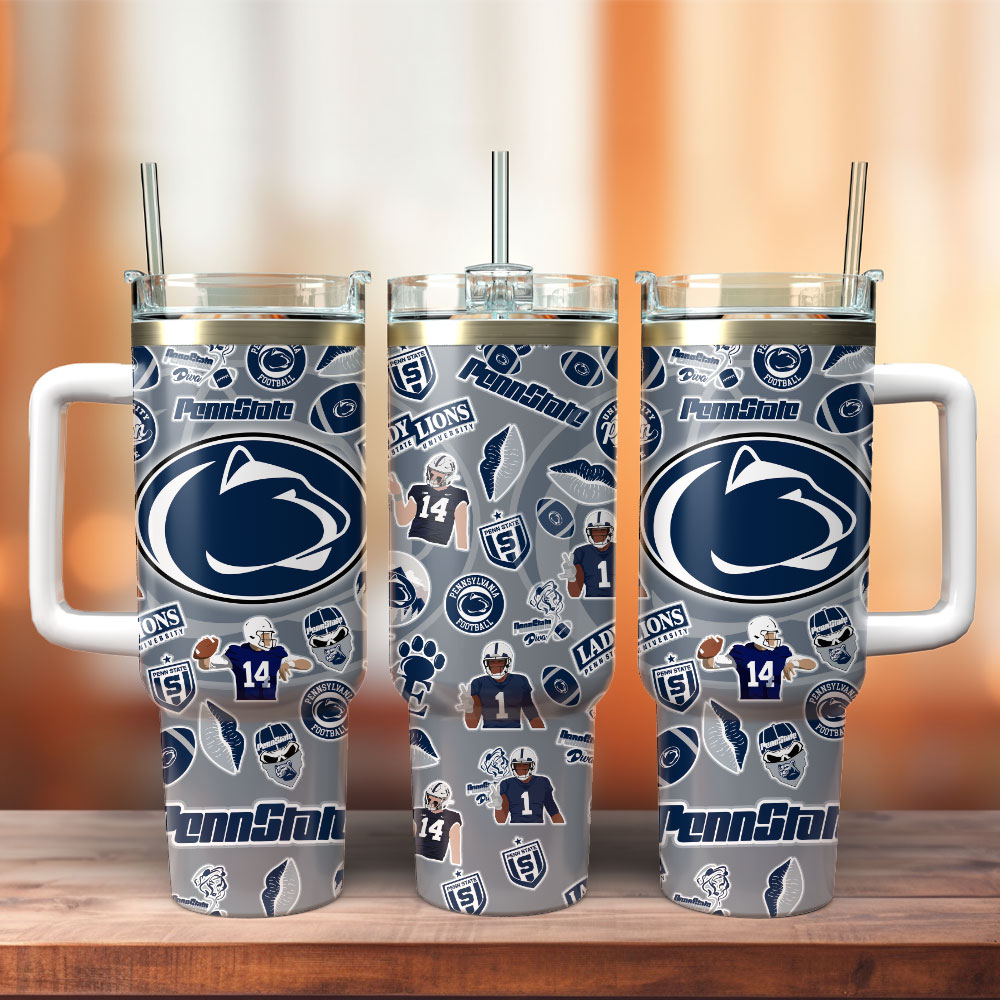 Penn State Nittany Lions Football NCAA Sport Custom Stanley Quencher 40oz Stainless Steel Tumbler With Handle