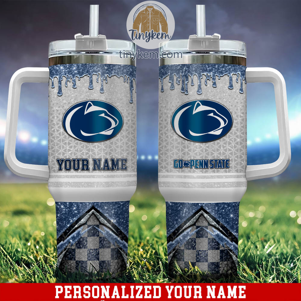 Penn State Nittany Lions Glitter NCAA Custom Stanley Quencher 40oz Stainless Steel Tumbler With Handle