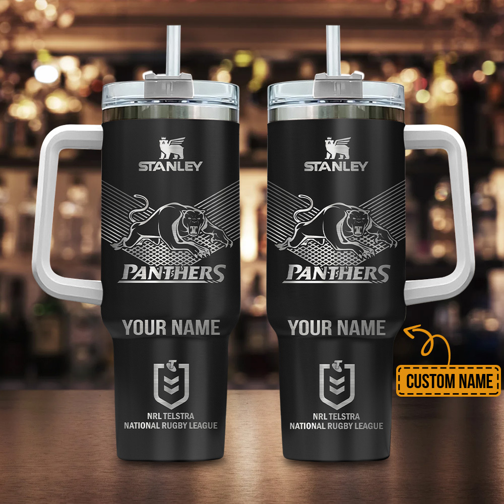 Penrith Panthers NRL Custom Stanley Quencher 40oz Stainless Steel Tumbler With Handle
