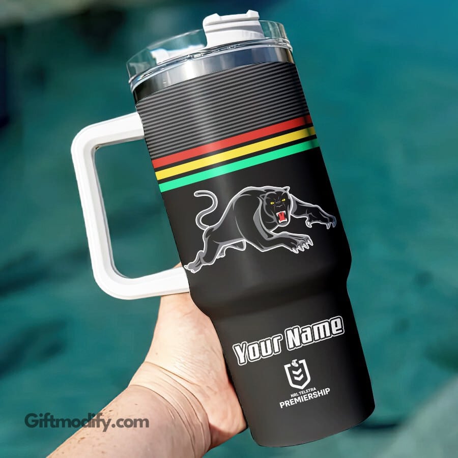Penrith Panthers NRL Custom Stanley Quencher 40oz Stainless Steel Tumbler With Handle
