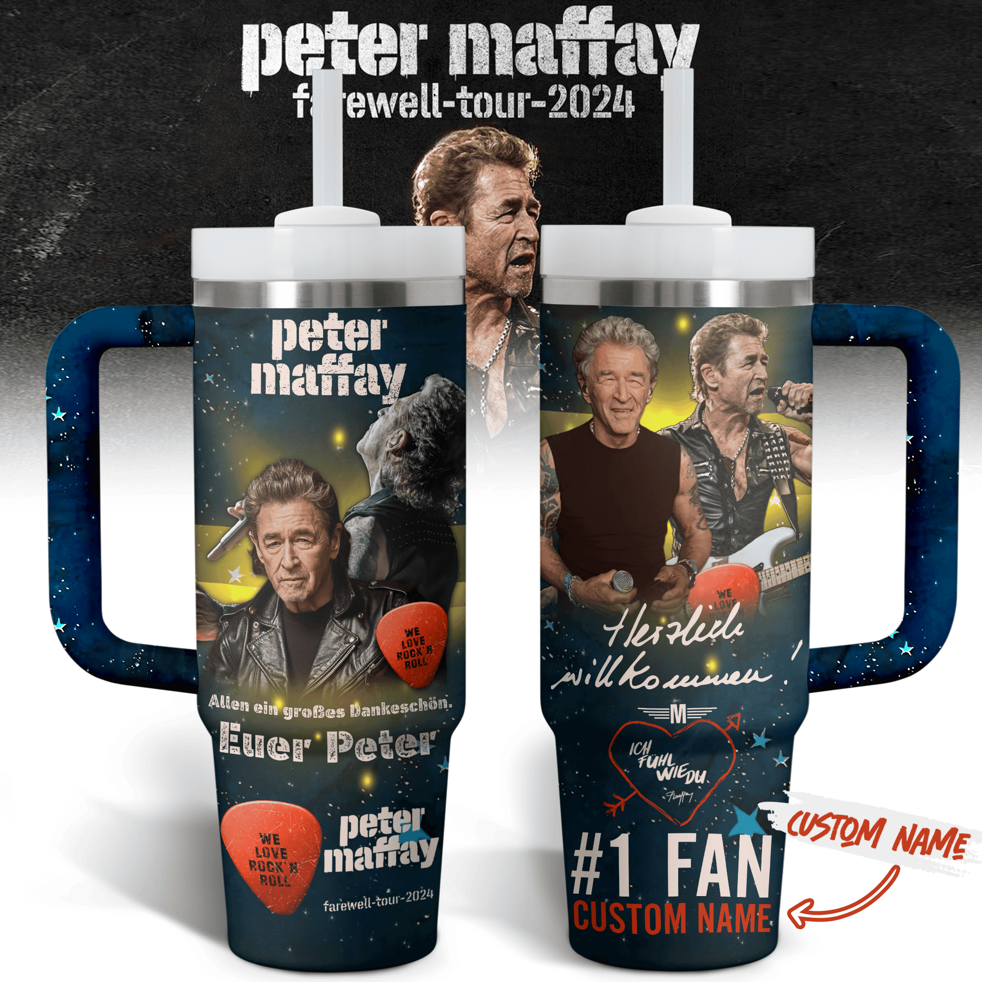 Peter Maffay Music Custom Stanley Quencher 40oz Stainless Steel Tumbler With Handle