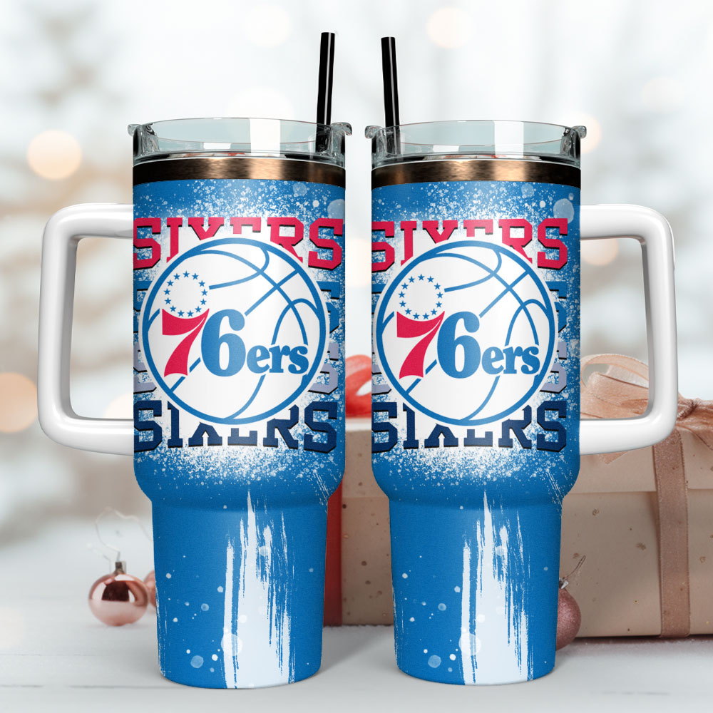 Philadelphia 76ers NBA Basketball Sport Custom Stanley Quencher 40oz Stainless Steel Tumbler With Handle