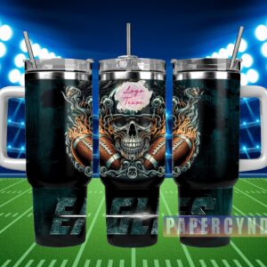 Philadelphia Eagles Custom Stanley Quencher 40oz Stainless Steel Tumbler With Handle