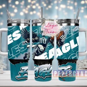Philadelphia Eagles Custom Stanley Quencher 40oz Stainless Steel Tumbler With Handle
