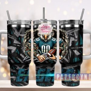 Philadelphia Eagles Custom Stanley Quencher 40oz Stainless Steel Tumbler With Handle