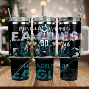Philadelphia Eagles Custom Stanley Quencher 40oz Stainless Steel Tumbler With Handle