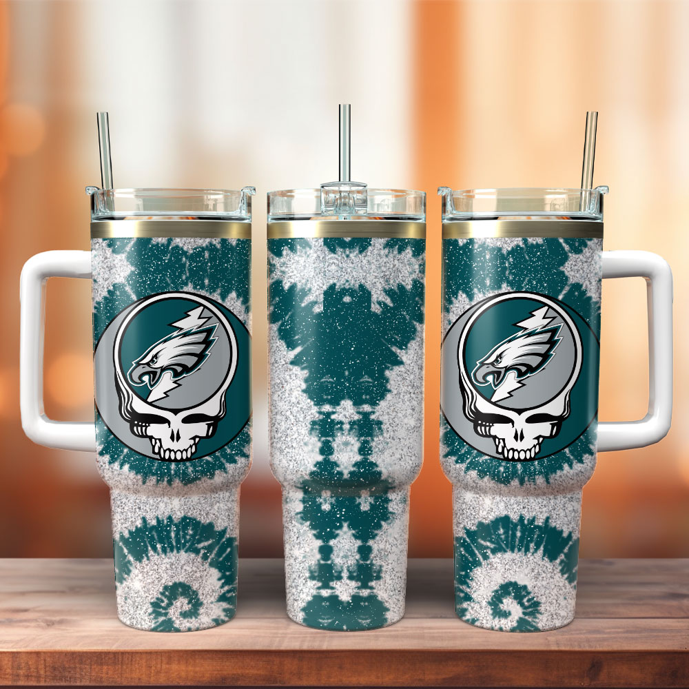 Philadelphia Eagles Football Team NFL Custom Stanley Quencher 40oz Stainless Steel Tumbler With Handle
