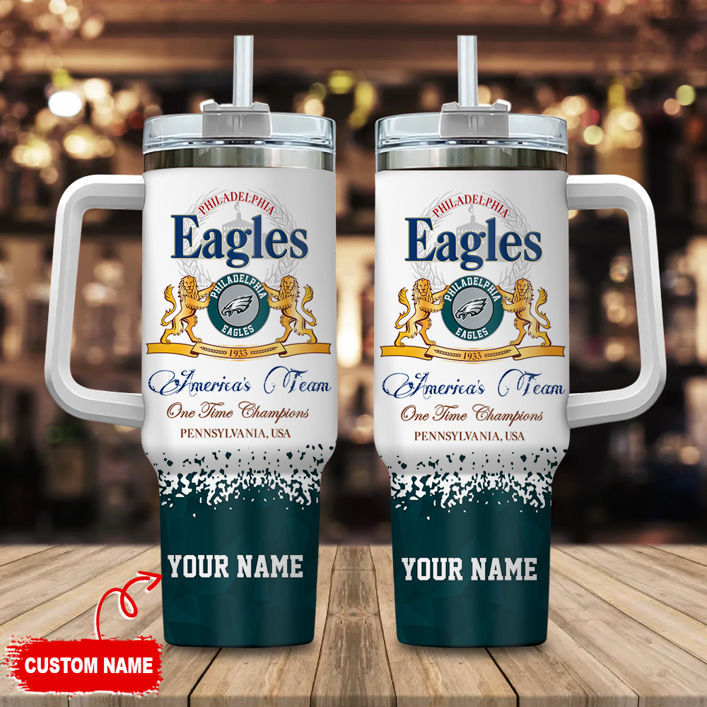 Philadelphia Eagles NFL Champions Modelo Custom Stanley Quencher 40oz Stainless Steel Tumbler With Handle