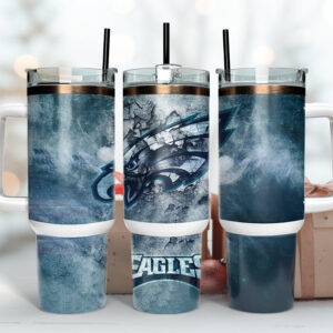 Philadelphia Eagles NFL Custom Stanley Quencher 40oz Stainless Steel Tumbler With Handle