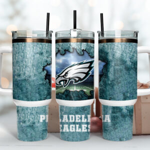 Philadelphia Eagles NFL Custom Stanley Quencher 40oz Stainless Steel Tumbler With Handle