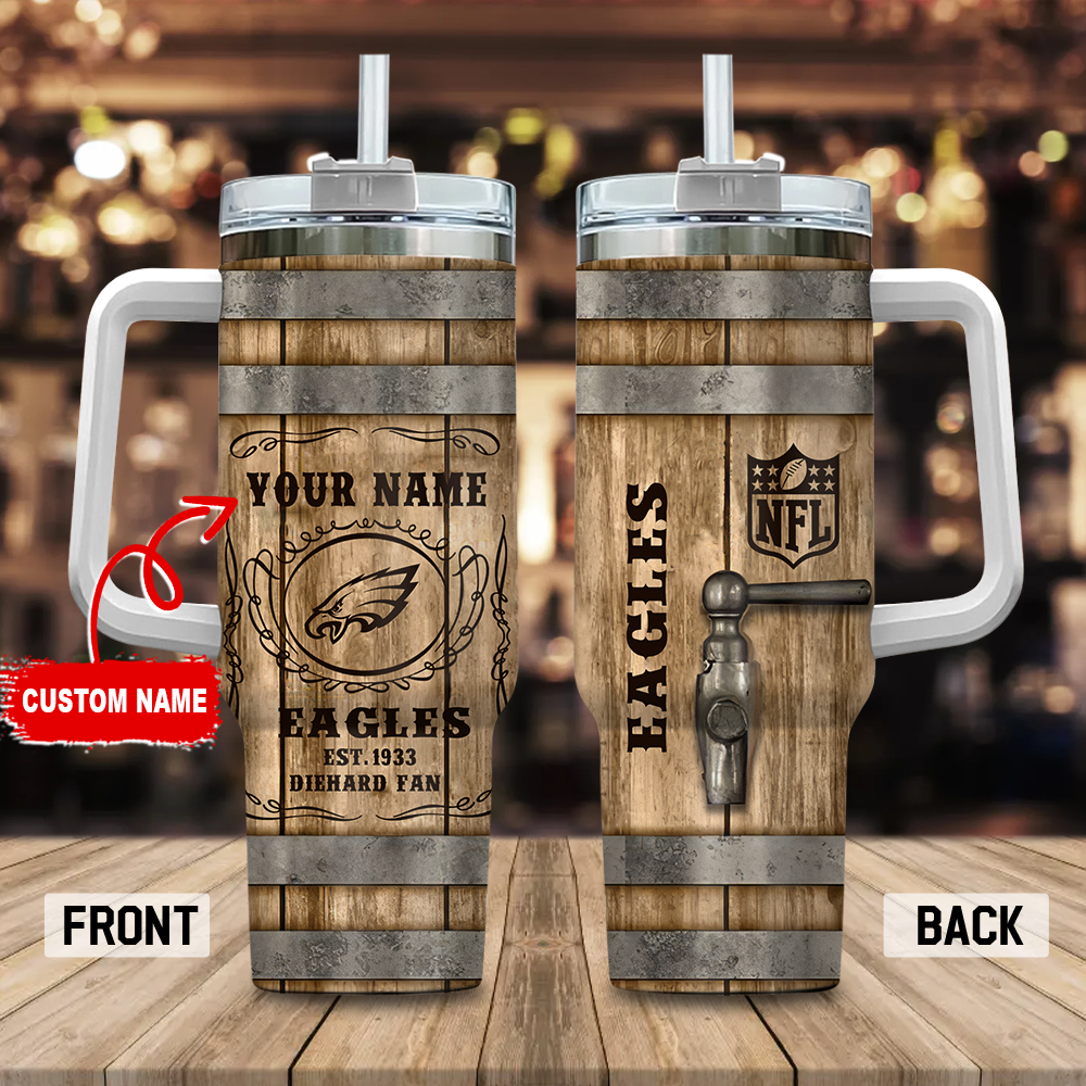 Philadelphia Eagles NFL Custom Stanley Quencher 40oz Stainless Steel Tumbler With Handle