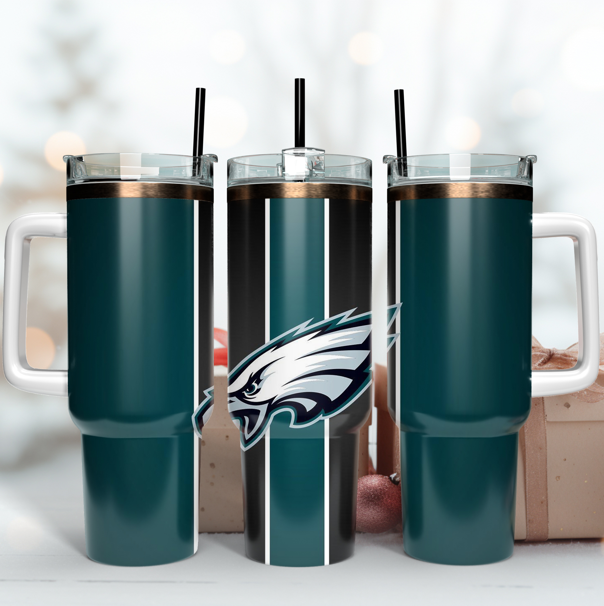 Philadelphia Eagles NFL Custom Stanley Quencher 40oz Stainless Steel Tumbler With Handle