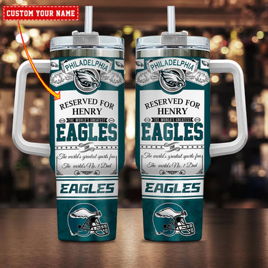 Philadelphia Eagles NFL Custom Stanley Quencher 40oz Stainless Steel Tumbler With Handle