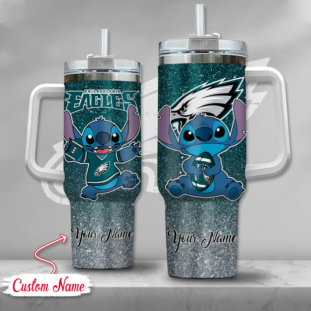 Philadelphia Eagles NFL Custom Stanley Quencher 40oz Stainless Steel Tumbler With Handle