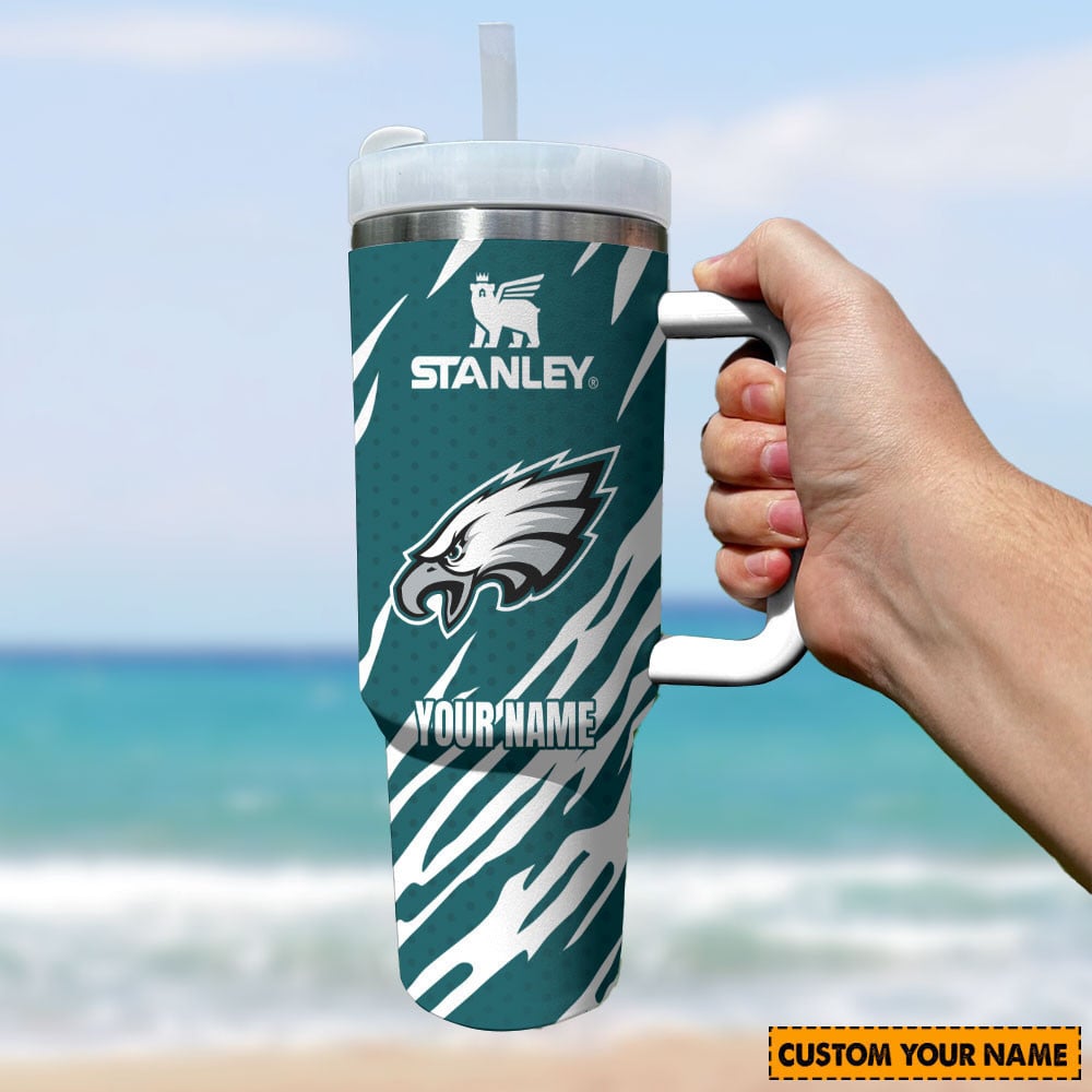 Philadelphia Eagles NFL Custom Stanley Quencher 40oz Stainless Steel Tumbler With Handle