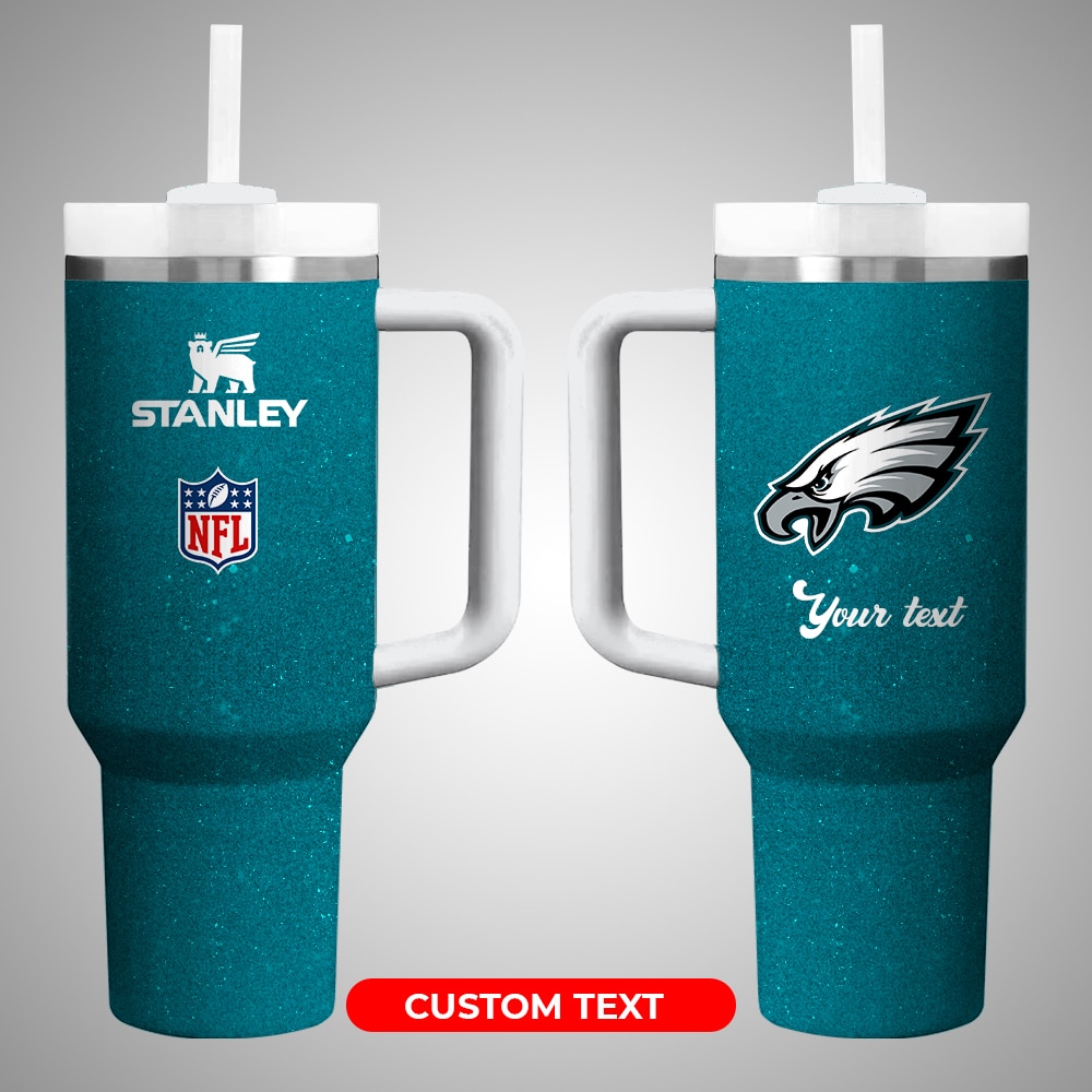 Philadelphia Eagles NFL Custom Stanley Quencher 40oz Stainless Steel Tumbler With Handle