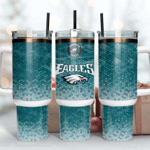 Philadelphia Eagles NFL Custom Stanley Quencher 40oz Stainless Steel Tumbler With Handle