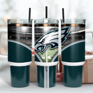 Philadelphia Eagles NFL Custom Stanley Quencher 40oz Stainless Steel Tumbler With Handle