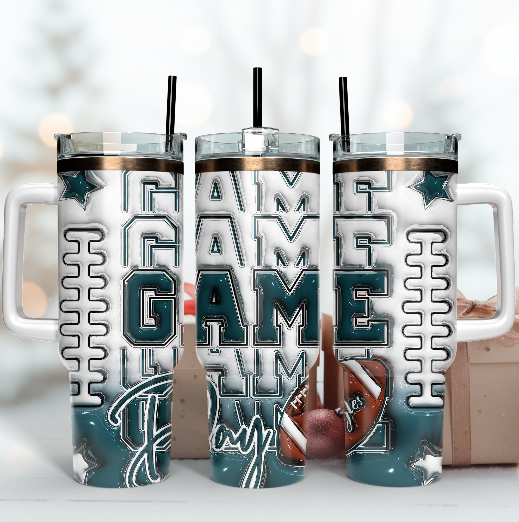 Philadelphia Eagles NFL Game Day Custom Stanley Quencher 40oz Stainless Steel Tumbler With Handle