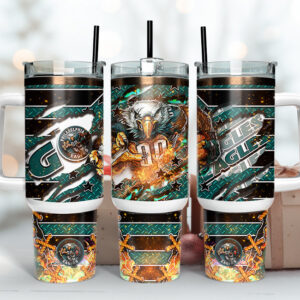 Philadelphia Eagles NFL Mascot Custom Stanley Quencher 40oz Stainless Steel Tumbler With Handle