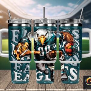 Philadelphia Eagles NFL Mascot Custom Stanley Quencher 40oz Stainless Steel Tumbler With Handle
