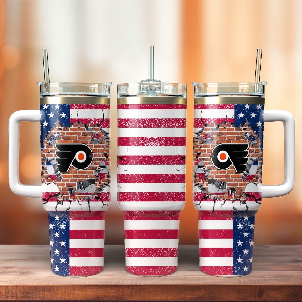 Philadelphia Flyers Hockey NHL Sport Custom Stanley Quencher 40oz Stainless Steel Tumbler With Handle