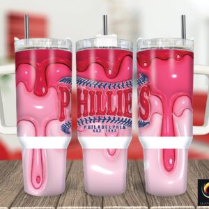 Philadelphia Phillies MLB Custom Stanley Quencher 40oz Stainless Steel Tumbler With Handle
