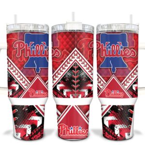 Philadelphia Phillies MLB Custom Stanley Quencher 40oz Stainless Steel Tumbler With Handle