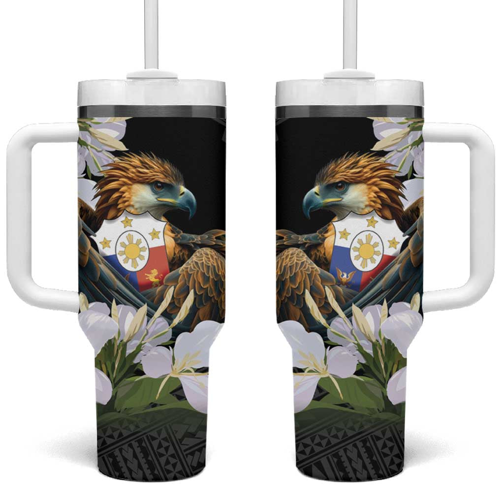 Philippines Eagle with Coat Of Arm Simple Sampaguita Jasmine Custom Stanley Quencher 40oz Stainless Steel Tumbler With Handle