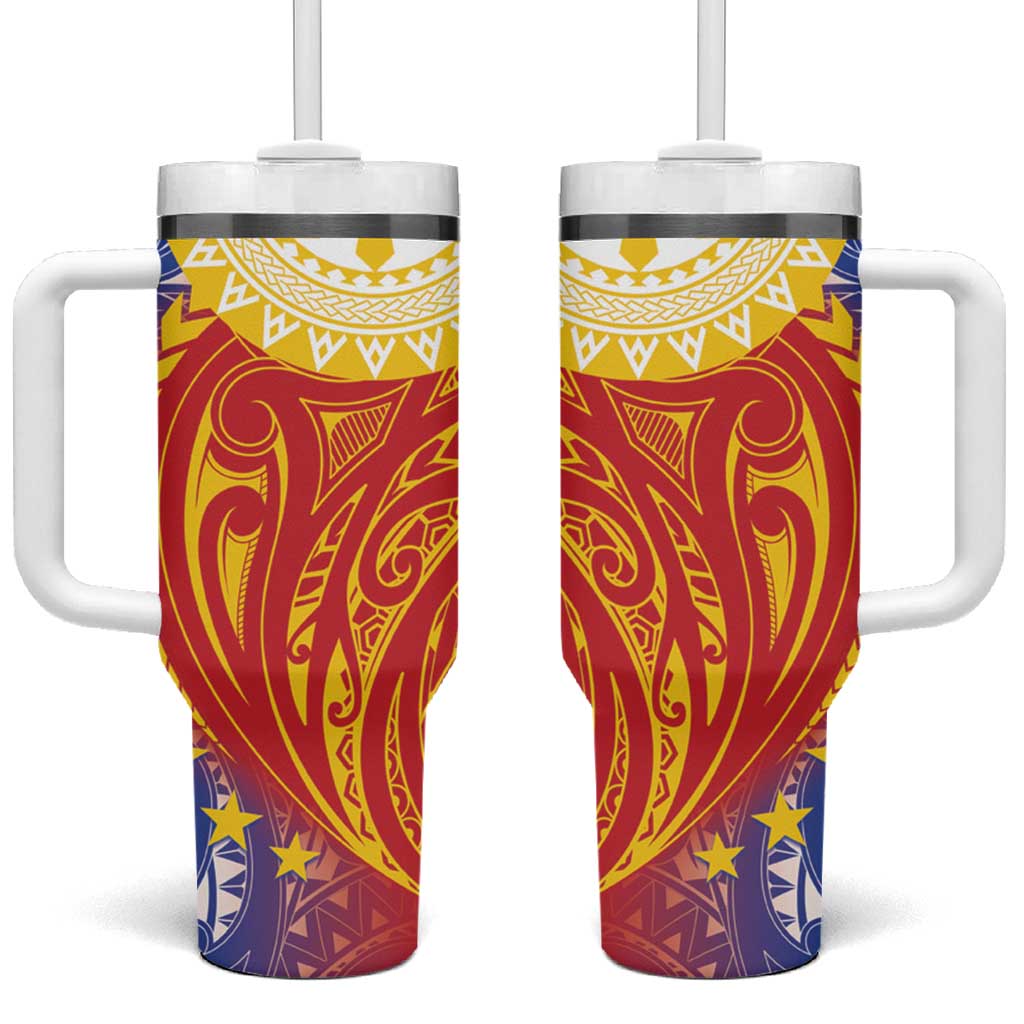 Philippines Pilipinas Polynesian Custom Stanley Quencher 40oz Stainless Steel Tumbler With Handle