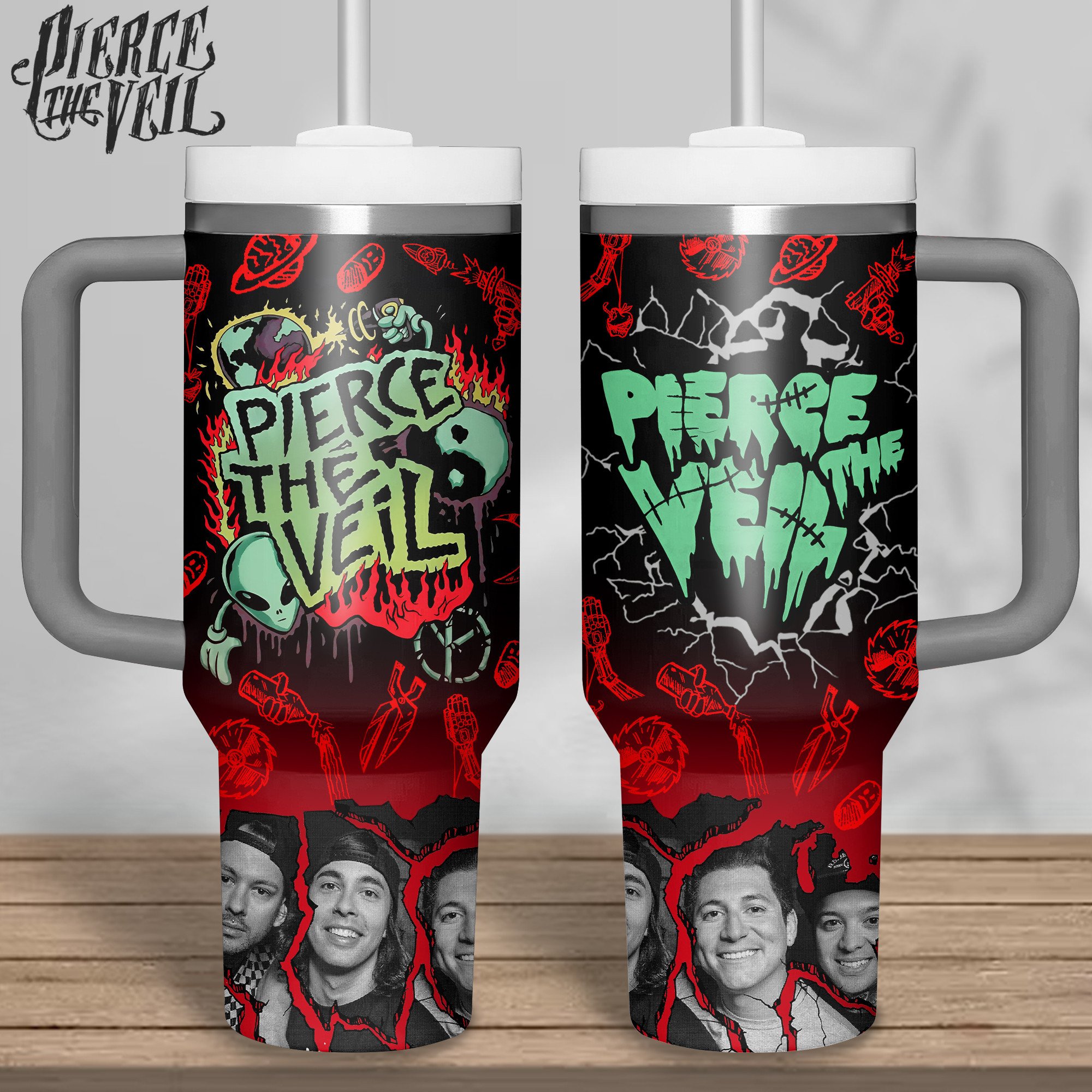 Pierce The Veil Music Custom Stanley Quencher 40oz Stainless Steel Tumbler With Handle