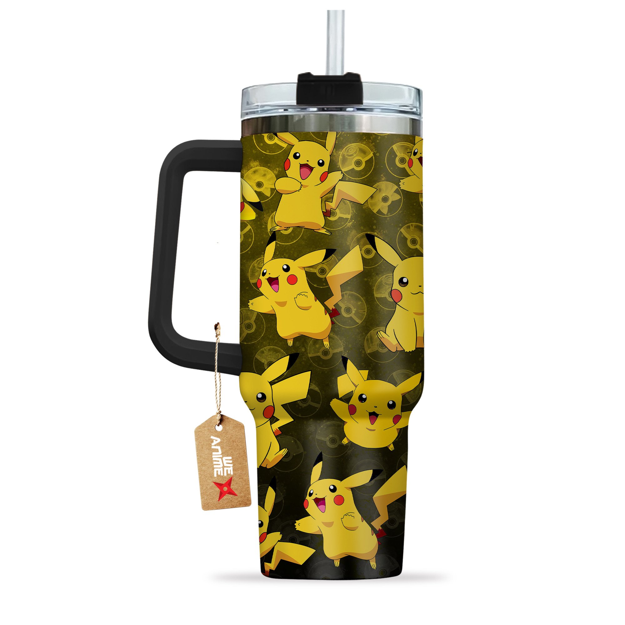 Pikachu Pokemon Anime Custom Stanley Quencher 40oz Stainless Steel Tumbler With Handle