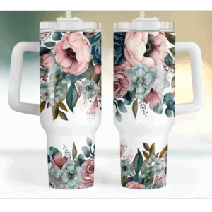 Pink Blossom Flower Custom Stanley Quencher 40oz Stainless Steel Tumbler With Handle