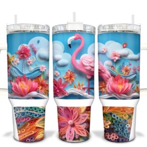 Pink Flamingo Custom Stanley Quencher 40oz Stainless Steel Tumbler With Handle
