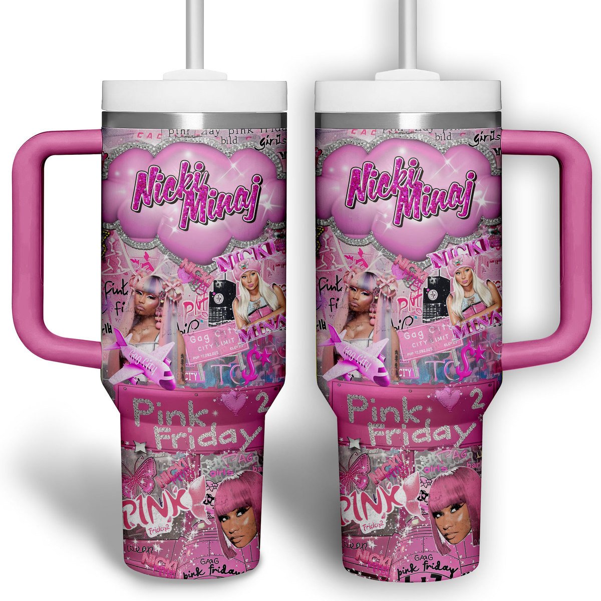 Pink Friday Music Custom Stanley Quencher 40oz Stainless Steel Tumbler With Handle