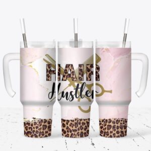 Pink Leopard Pattern Custom Stanley Quencher 40oz Stainless Steel Tumbler With Handle