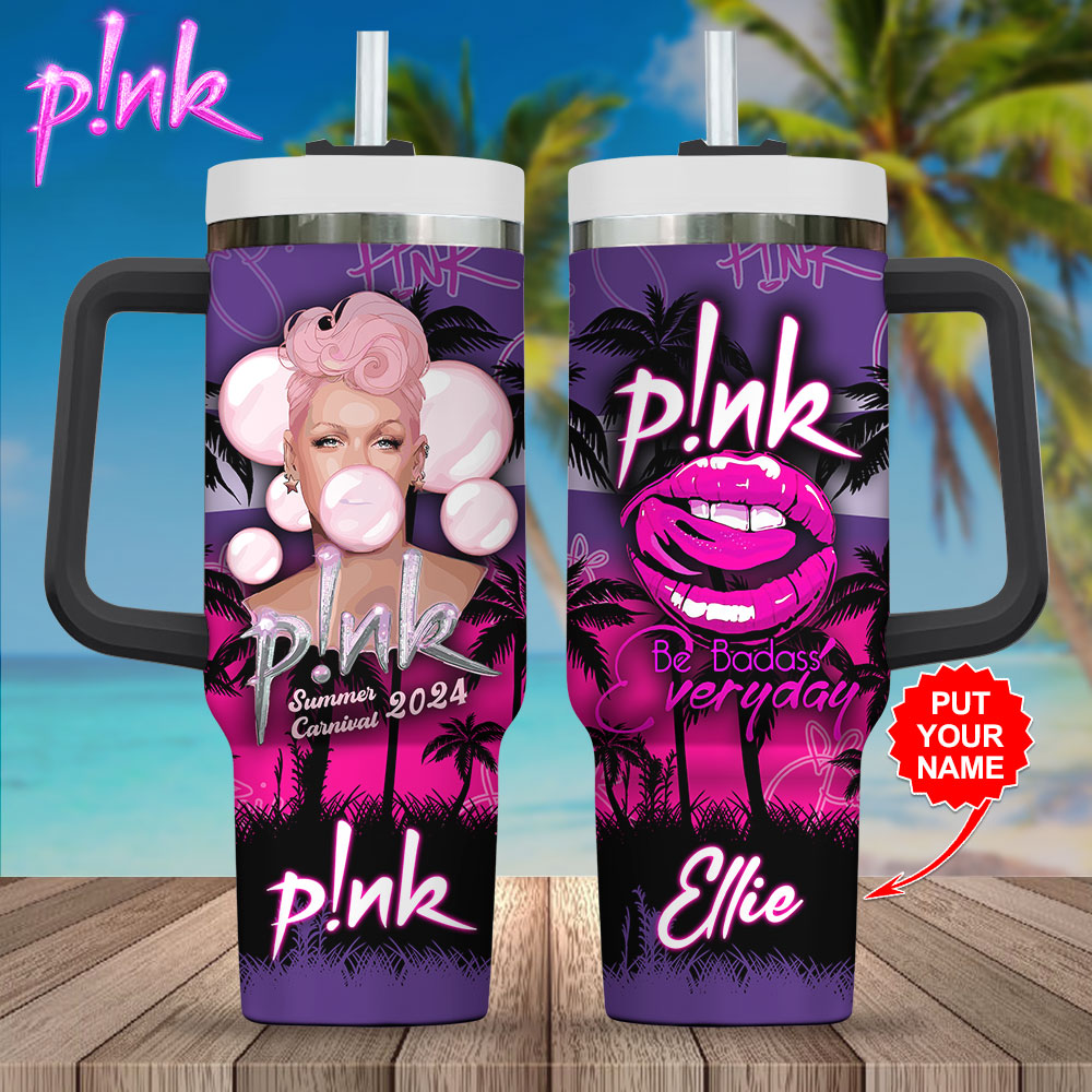 Pink Music Custom Stanley Quencher 40oz Stainless Steel Tumbler With Handle