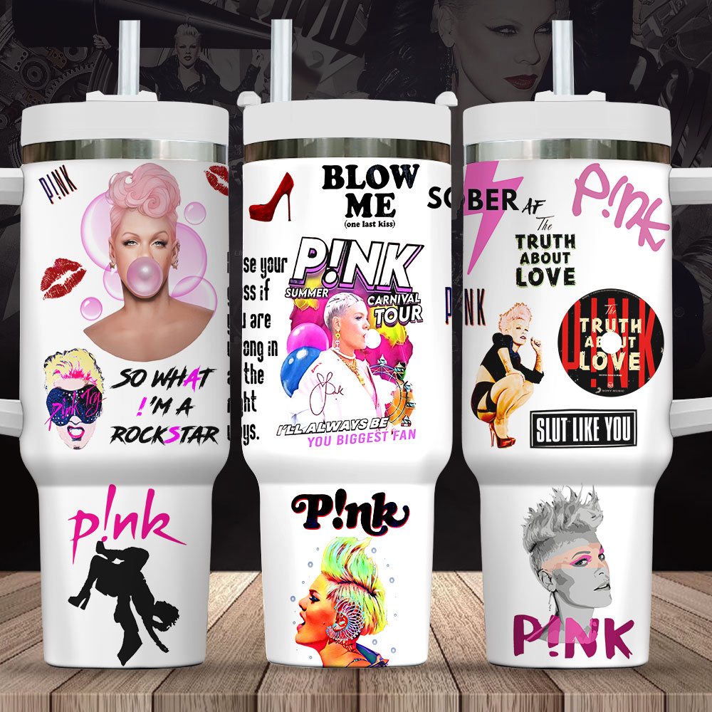 Pink Music Custom Stanley Quencher 40oz Stainless Steel Tumbler With Handle