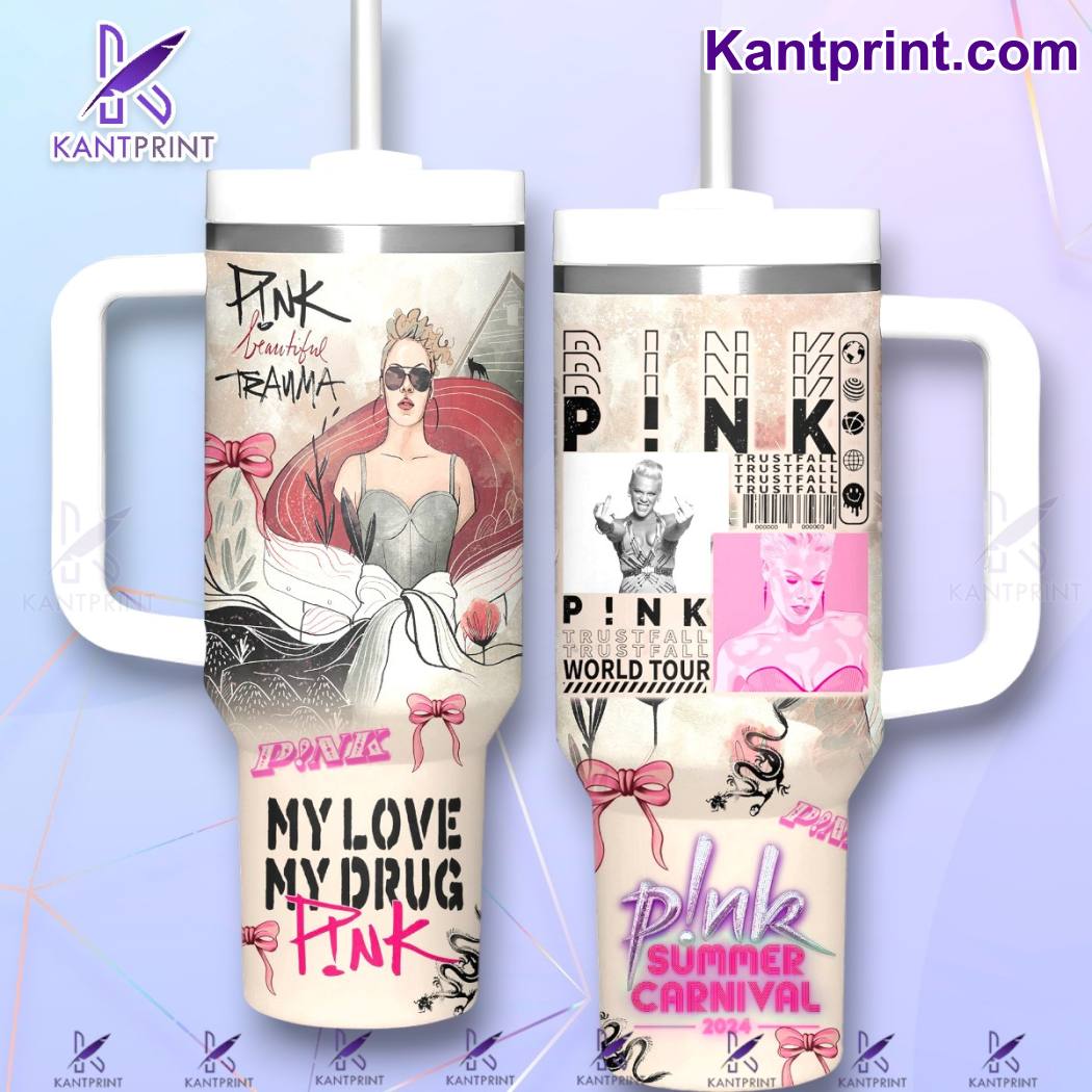 Pink Music Custom Stanley Quencher 40oz Stainless Steel Tumbler With Handle