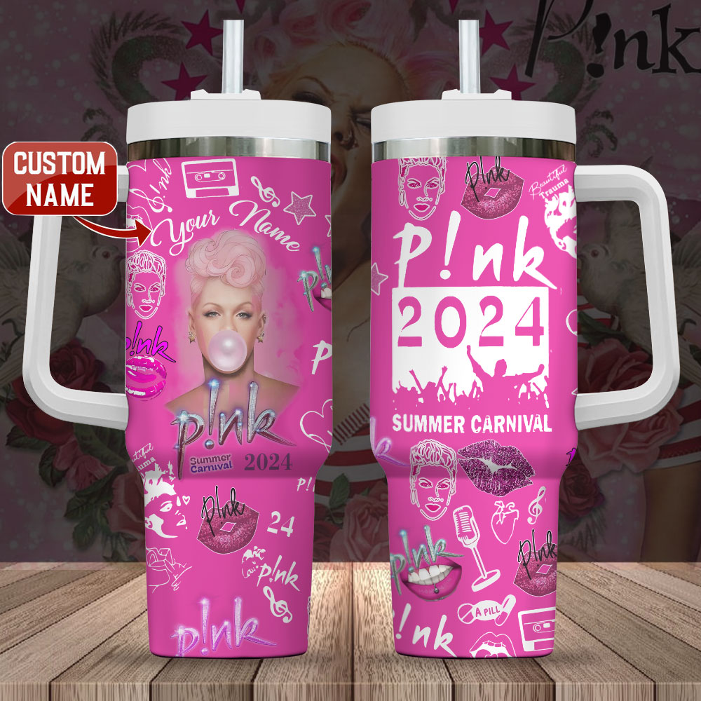 Pink Music Custom Stanley Quencher 40oz Stainless Steel Tumbler With Handle