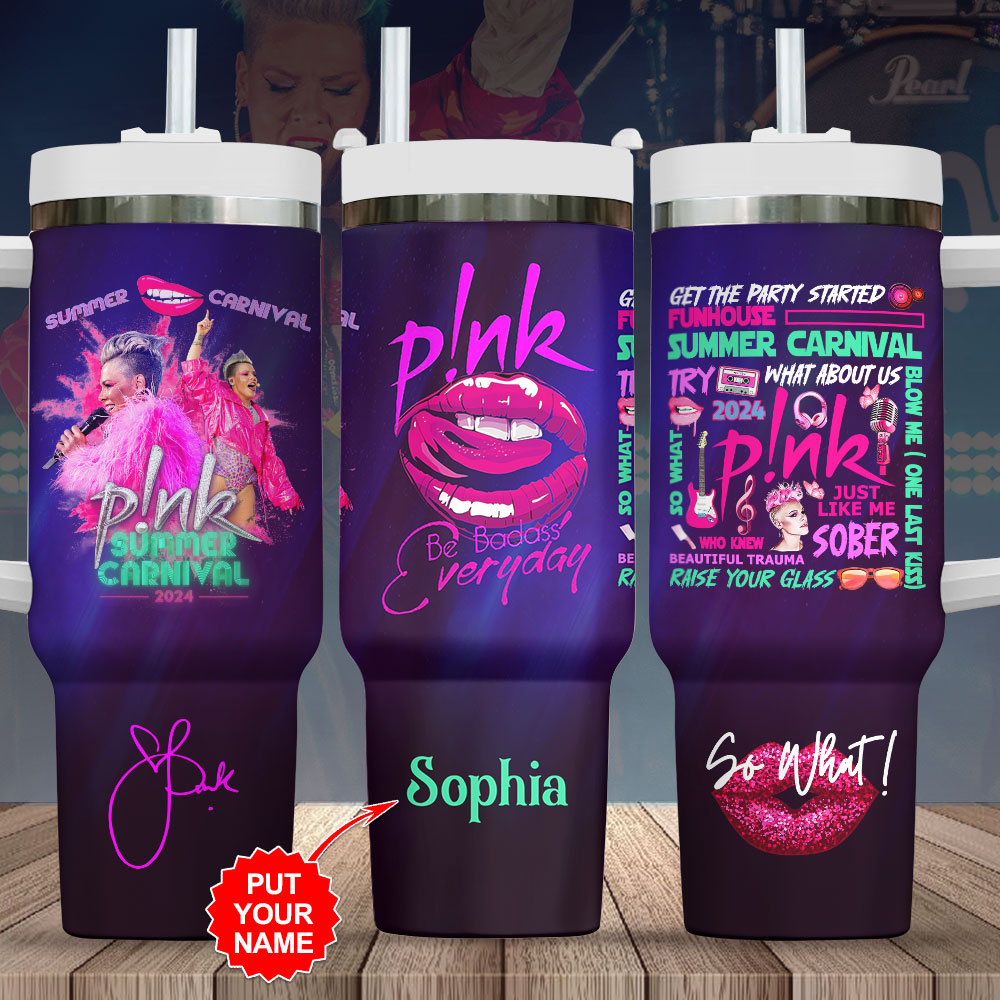 Pink Music Custom Stanley Quencher 40oz Stainless Steel Tumbler With Handle
