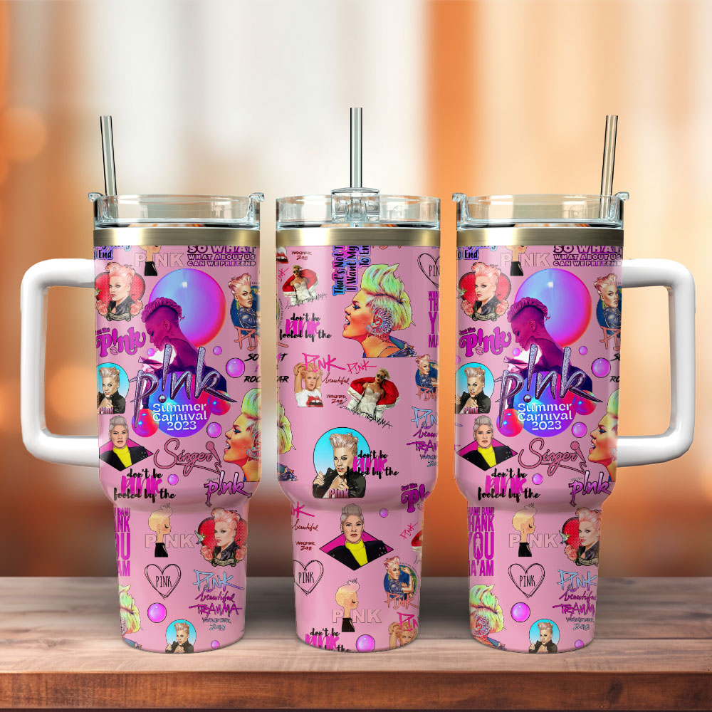 Pink Music Custom Stanley Quencher 40oz Stainless Steel Tumbler With Handle