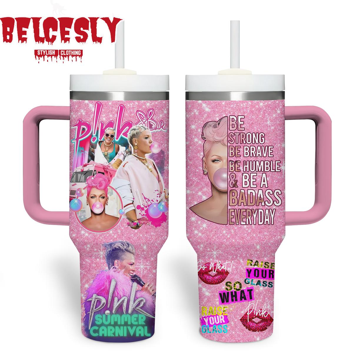 Pink Music Custom Stanley Quencher 40oz Stainless Steel Tumbler With Handle