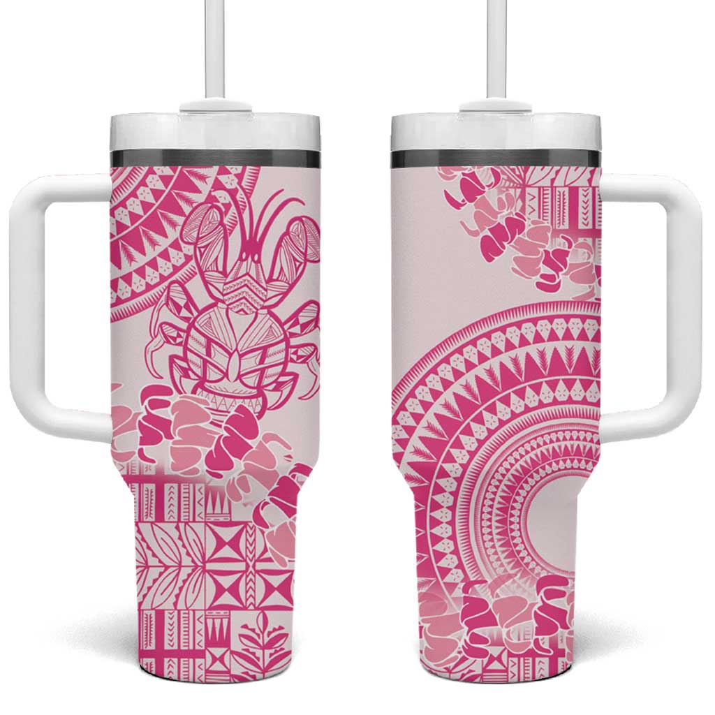 Pink Niue Language Week The Rock Coconut Crab Siapo Custom Stanley Quencher 40oz Stainless Steel Tumbler With Handle